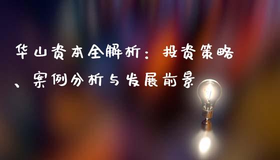 华山资本全解析：投资策略、案例分析与发展前景_https://m.jnbaishite.cn_期货研报_第1张
