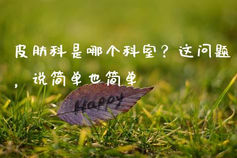 皮肤科是哪个科室？这问题，说简单也简单_https://m.jnbaishite.cn_金融市场_第1张