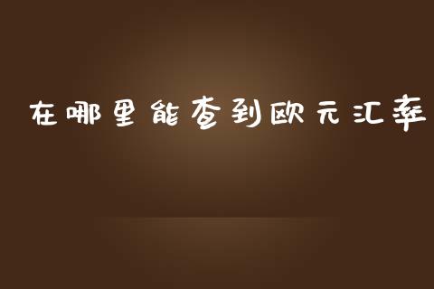 在哪里能查到欧元汇率_https://m.jnbaishite.cn_投资管理_第1张