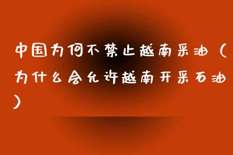 中国为何不禁止越南采油（为什么会允许越南开采石油）_https://m.jnbaishite.cn_期货研报_第1张