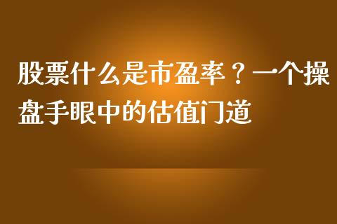 股票什么是市盈率？一个操盘手眼中的估值门道_https://m.jnbaishite.cn_期货研报_第1张