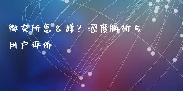 微交所怎么样?深度解析与用户评价_财经新闻_第1张_财经新闻_投资管理_金融市场_期货研报 微交所怎么样?深度解析与用户评价_https://m.jnbaishite.cn_财经新闻_第1张
