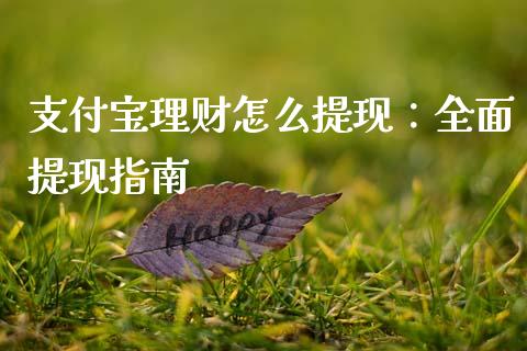 支付宝理财怎么提现：全面提现指南_https://m.jnbaishite.cn_期货研报_第1张