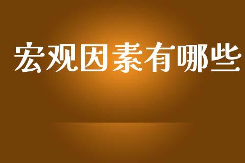 宏观因素有哪些_https://m.jnbaishite.cn_期货研报_第1张