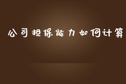 公司担保能力如何计算_https://m.jnbaishite.cn_期货研报_第1张