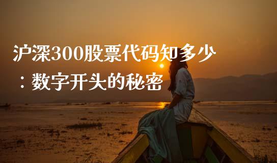 沪深300股票代码知多少：数字开头的秘密_https://m.jnbaishite.cn_财经新闻_第1张