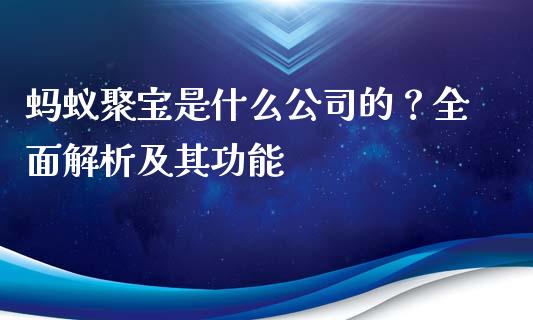蚂蚁聚宝是什么公司的？全面解析及其功能_https://m.jnbaishite.cn_金融市场_第1张