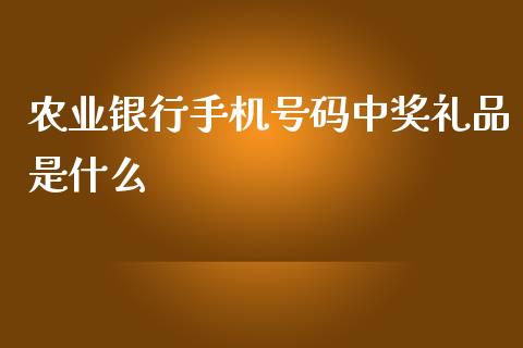 农业银行手机号码中奖礼品是什么_https://m.jnbaishite.cn_金融市场_第1张