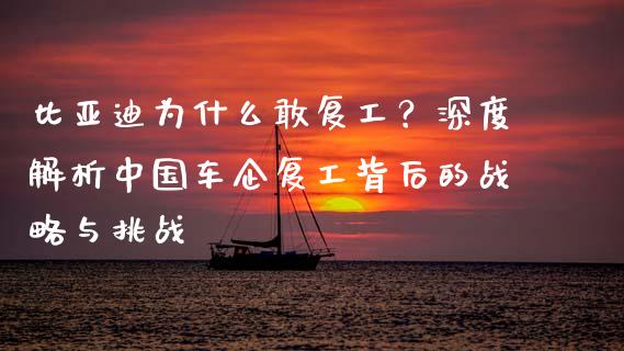比亚迪为什么敢复工？深度解析中国车企复工背后的战略与挑战_https://m.jnbaishite.cn_金融市场_第1张