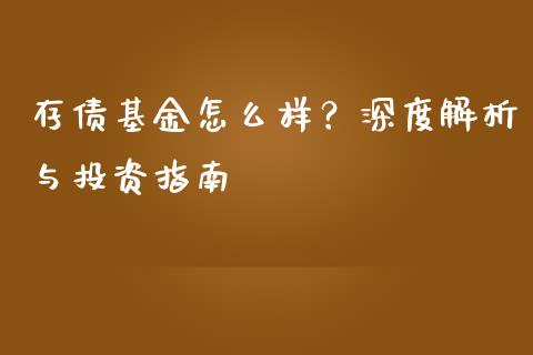 存债基金怎么样？深度解析与投资指南_https://m.jnbaishite.cn_期货研报_第1张
