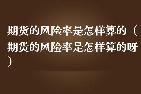 期货的风险率是怎样算的（期货的风险率是怎样算的呀）_https://m.jnbaishite.cn_财经新闻_第1张