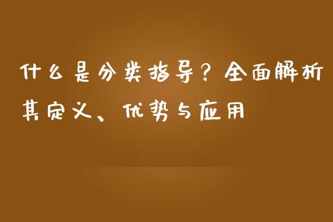 什么是分类指导？全面解析其定义、优势与应用_https://m.jnbaishite.cn_投资管理_第1张