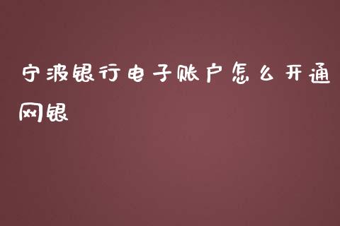 宁波银行电子账户怎么开通网银_https://m.jnbaishite.cn_期货研报_第1张