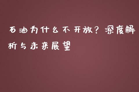 石油为什么不开放？深度解析与未来展望_https://m.jnbaishite.cn_投资管理_第1张