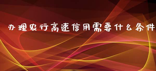 办理农行高速信用需要什么条件_https://m.jnbaishite.cn_投资管理_第1张