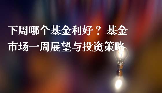 下周哪个基金利好? 基金市场一周展望与投资策略_投资管理_第1张_财经新闻_投资管理_金融市场_期货研报 下周哪个基金利好? 基金市场一周展望与投资策略_https://m.jnbaishite.cn_投资管理_第1张