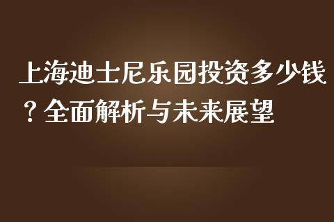 上海迪士尼乐园投资多少钱？全面解析与未来展望_https://m.jnbaishite.cn_投资管理_第1张