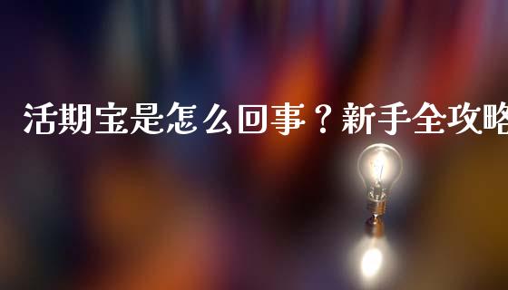 活期宝是怎么回事？新手全攻略_https://m.jnbaishite.cn_期货研报_第1张