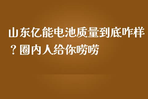 山东亿能电池质量到底咋样？圈内人给你唠唠_https://m.jnbaishite.cn_财经新闻_第1张