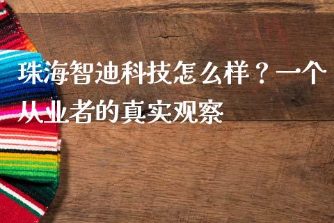 珠海智迪科技怎么样？一个从业者的真实观察_https://m.jnbaishite.cn_投资管理_第1张