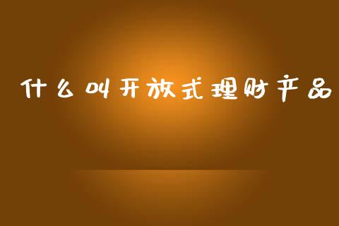 什么叫开放式理财产品_https://m.jnbaishite.cn_投资管理_第1张