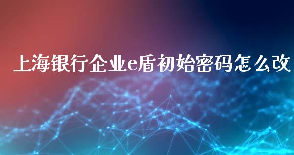 上海银行企业e盾初始密码怎么改_https://m.jnbaishite.cn_金融市场_第1张