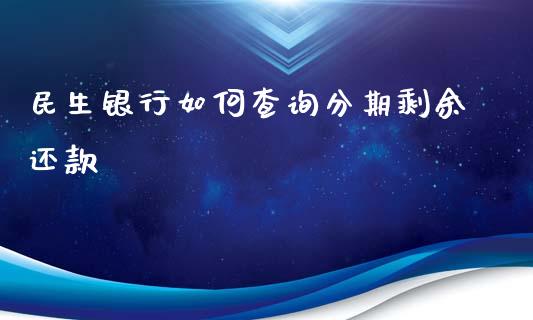 民生银行如何查询分期剩余还款_https://m.jnbaishite.cn_财经新闻_第1张