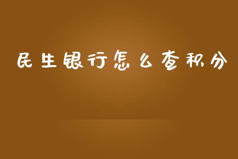 民生银行怎么查积分_https://m.jnbaishite.cn_财经新闻_第1张