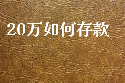 20万如何存款_https://m.jnbaishite.cn_财经新闻_第1张