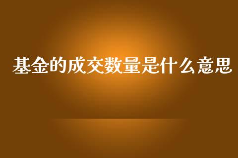 基金的成交数量是什么意思_https://m.jnbaishite.cn_期货研报_第1张