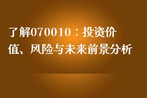 了解070010：投资价值、风险与未来前景分析_https://m.jnbaishite.cn_财经新闻_第1张