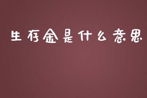 生存金是什么意思_https://m.jnbaishite.cn_金融市场_第1张