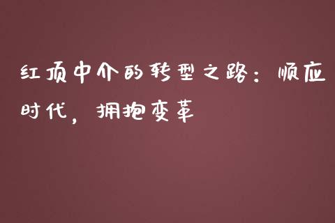 红顶中介的转型之路：顺应时代，拥抱变革_https://m.jnbaishite.cn_期货研报_第1张