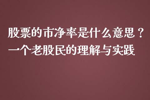 股票的市净率是什么意思？一个老股民的理解与实践_https://m.jnbaishite.cn_期货研报_第1张