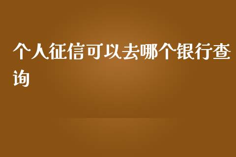 个人征信可以去哪个银行查询_https://m.jnbaishite.cn_期货研报_第1张