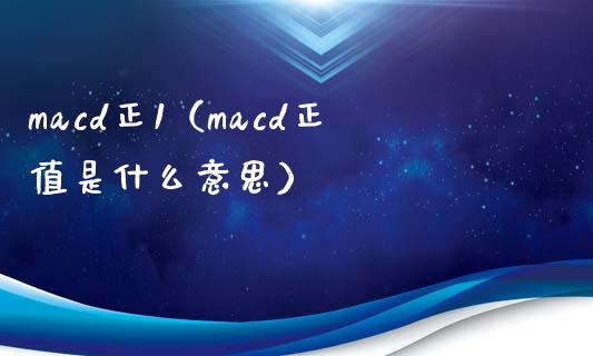 macd正1（macd正值是什么意思）_https://m.jnbaishite.cn_财经新闻_第1张