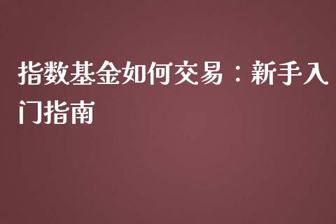 指数基金如何交易：新手入门指南_https://m.jnbaishite.cn_期货研报_第1张