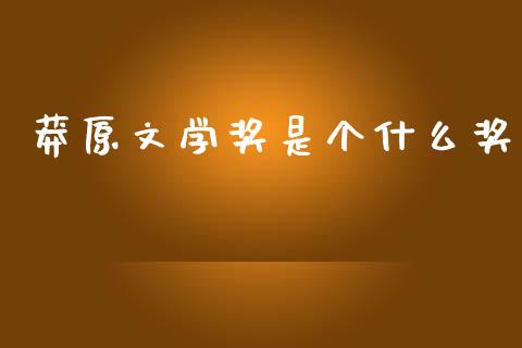 莽原文学奖是个什么奖_https://m.jnbaishite.cn_期货研报_第1张