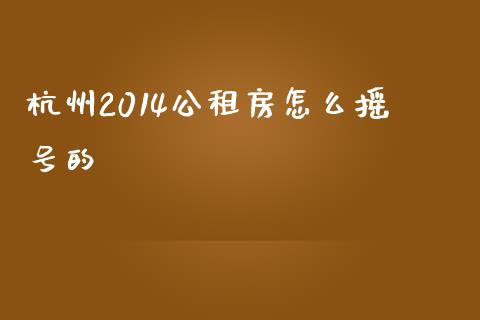 杭州2014公租房怎么摇号的_https://m.jnbaishite.cn_金融市场_第1张