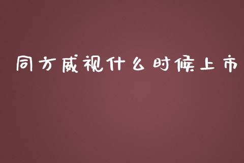 同方威视什么时候上市_https://m.jnbaishite.cn_期货研报_第1张