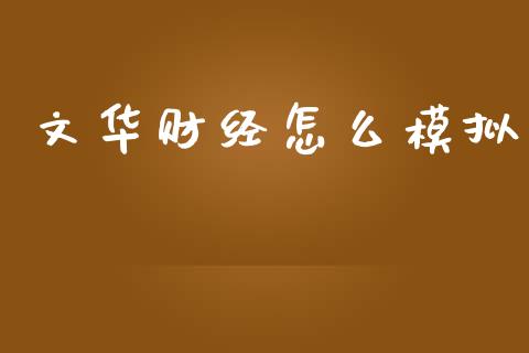 文华财经怎么模拟_https://m.jnbaishite.cn_金融市场_第1张