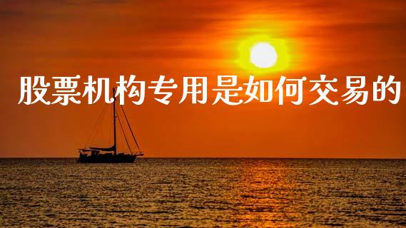 股票机构专用是如何交易的_https://m.jnbaishite.cn_金融市场_第1张