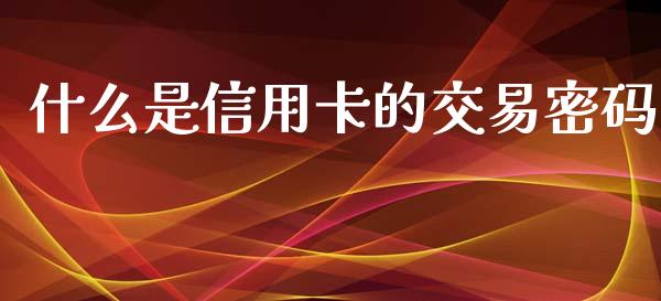 什么是信用卡的交易密码_https://m.jnbaishite.cn_投资管理_第1张