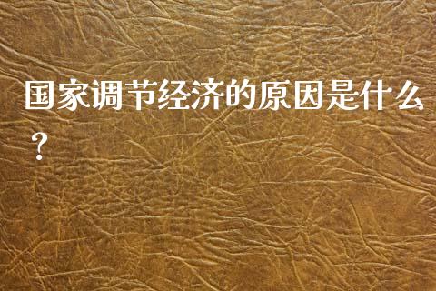 国家调节经济的原因是什么？_https://m.jnbaishite.cn_期货研报_第1张
