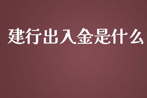 建行出入金是什么_https://m.jnbaishite.cn_财经新闻_第1张