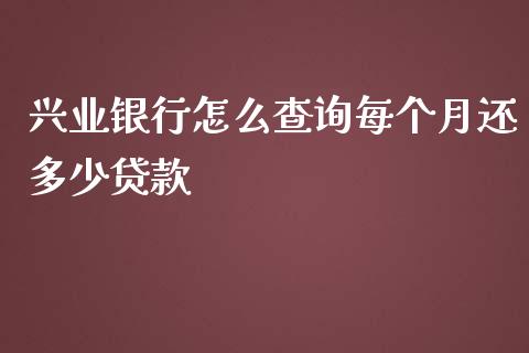 兴业银行怎么查询每个月还多少贷款_https://m.jnbaishite.cn_金融市场_第1张