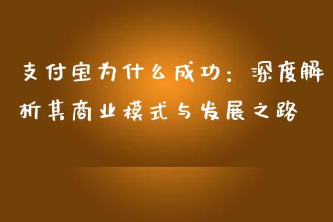 支付宝为什么成功：深度解析其商业模式与发展之路_https://m.jnbaishite.cn_期货研报_第1张