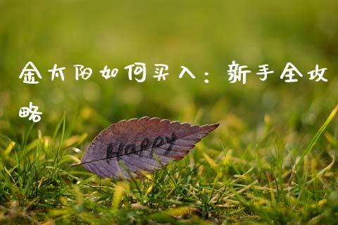 金太阳如何买入:新手全攻略_金融市场_第1张_财经新闻_投资管理_金融市场_期货研报 金太阳如何买入:新手全攻略_https://m.jnbaishite.cn_金融市场_第1张