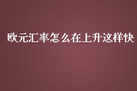 欧元汇率怎么在上升这样快_https://m.jnbaishite.cn_财经新闻_第1张