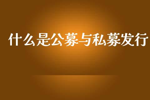 什么是公募与私募发行_https://m.jnbaishite.cn_金融市场_第1张